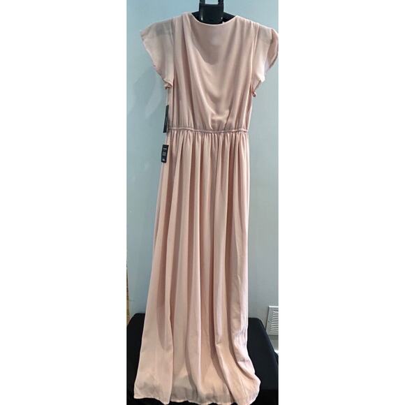 LULUS Size SMALL Lost in the Moment Blush Chiffon Maxi Dress**Elastic Waist*NWT - Picture 5 of 5